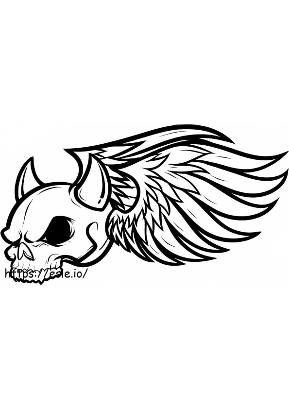 Coloriage Crâne avec des ailes à imprimer dessin