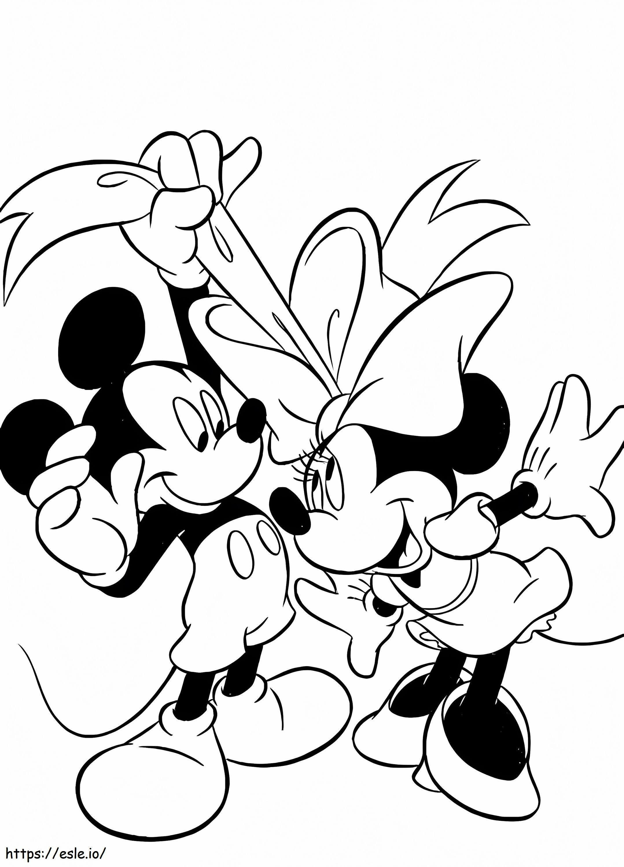 Coloriage Mickey et Minnie amusants à imprimer dessin
