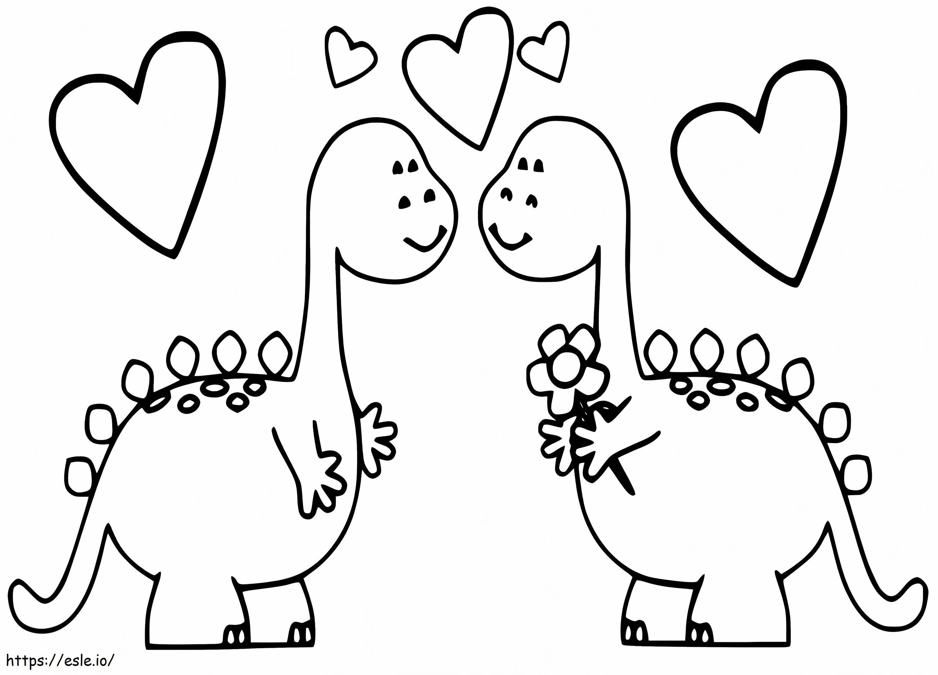 恐竜のカップル ぬりえ - 塗り絵