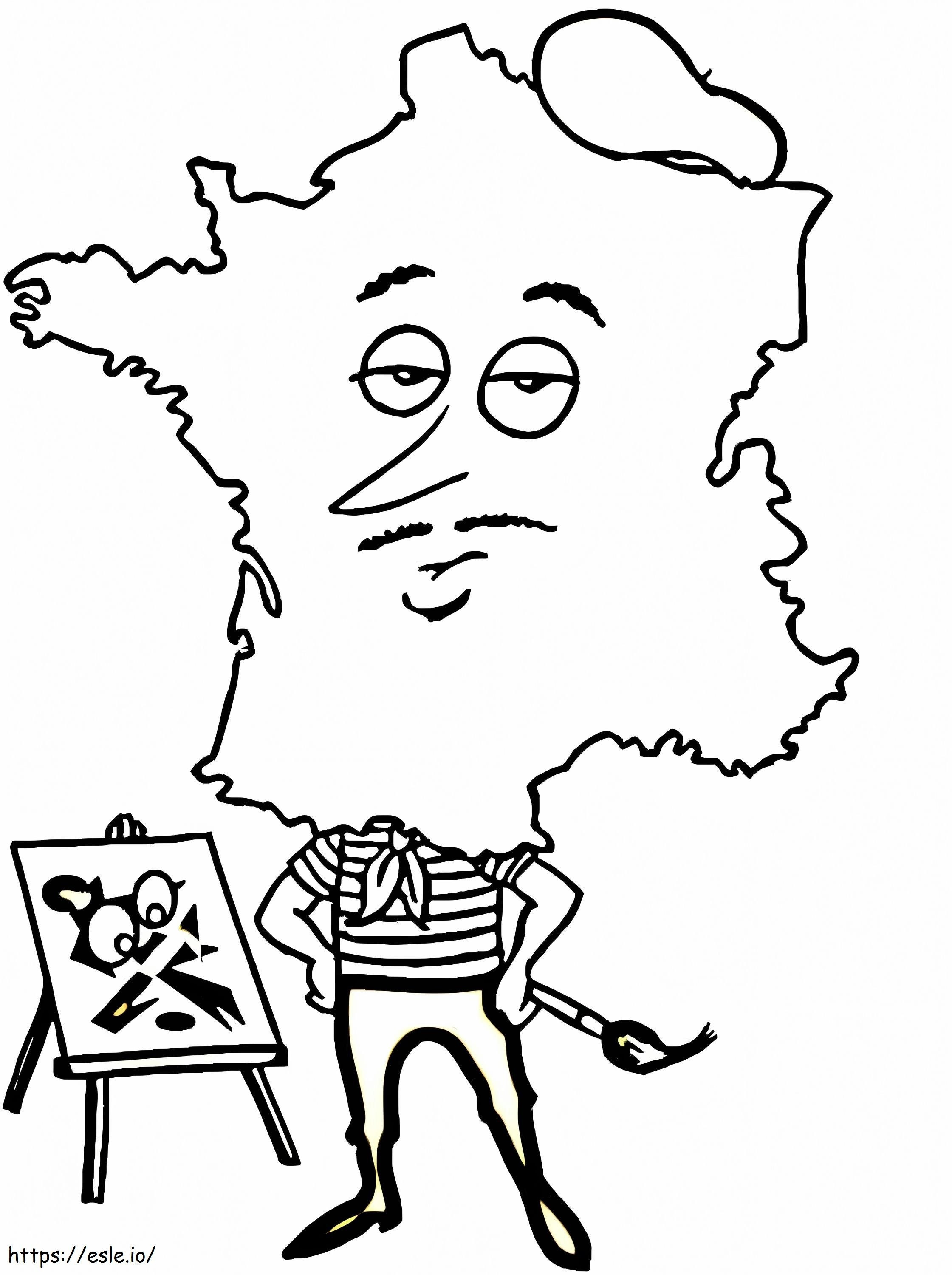 Mapa do pintor da França para colorir