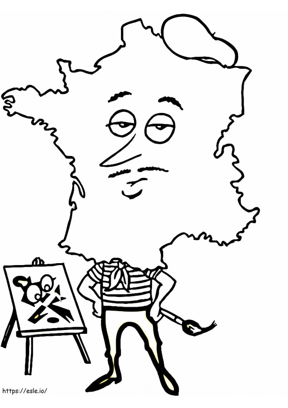Malarz Mapa Francji kolorowanka