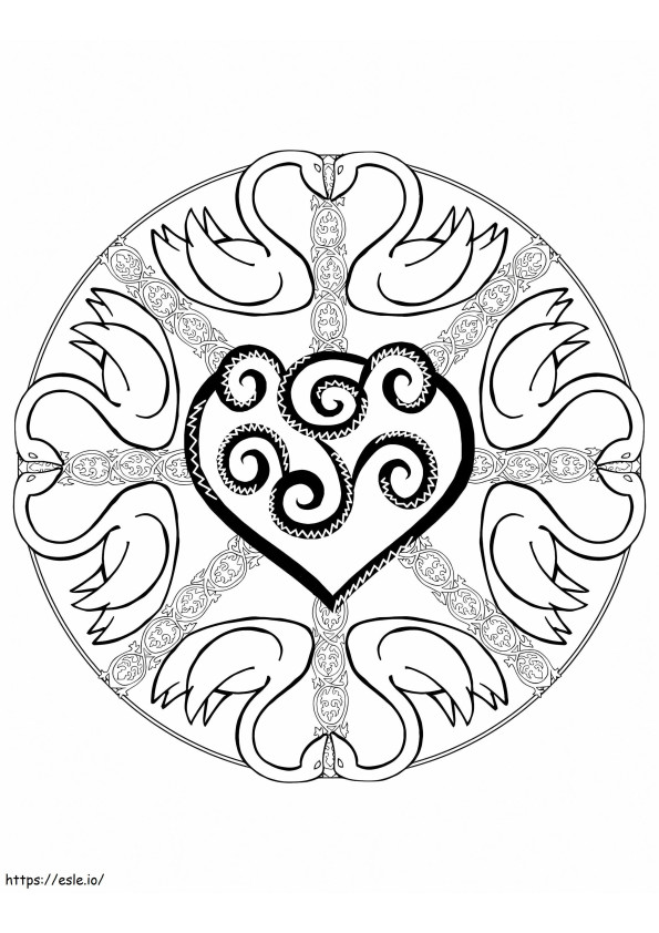 Coloriage Mandala Animaux Cygnes à imprimer dessin