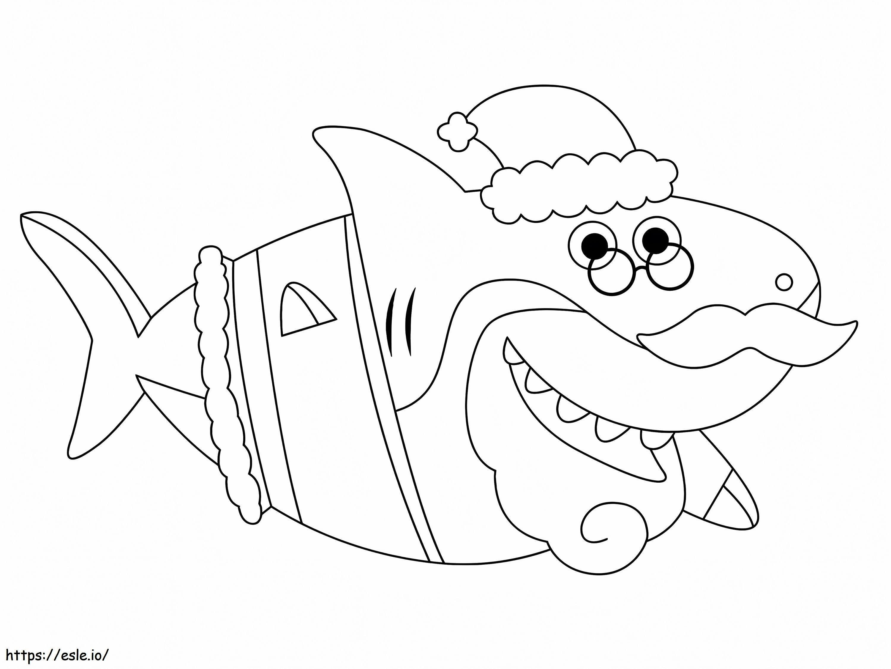 Santa Shark Coloring Page for Christmas
