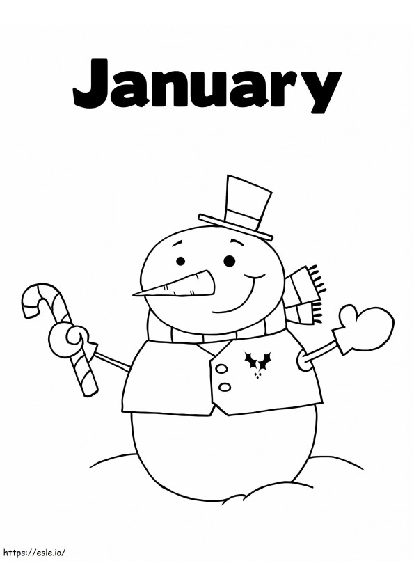 Snowman January Coloring Page 1 coloring page