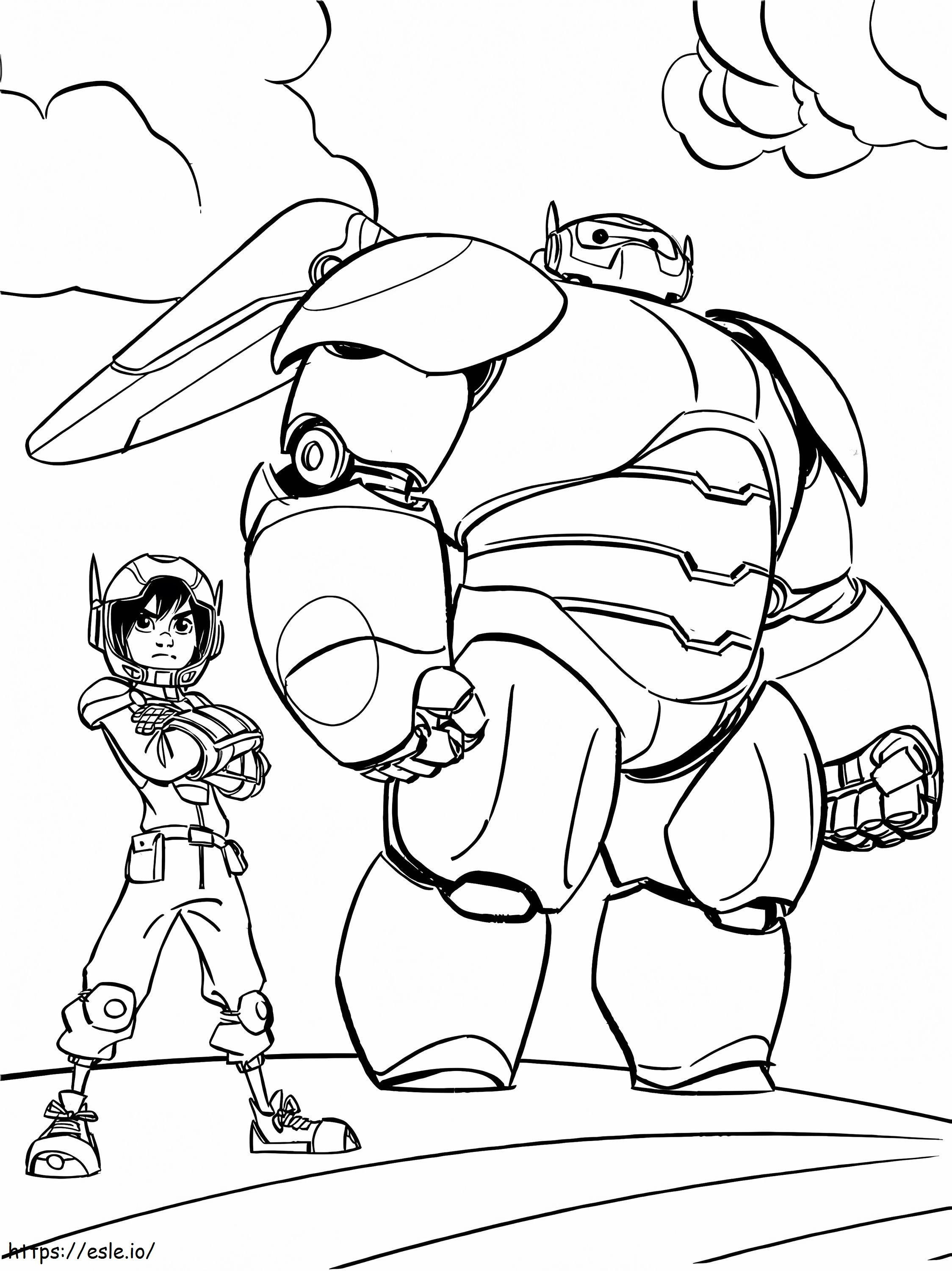 Cool Baymax And Hiro coloring page