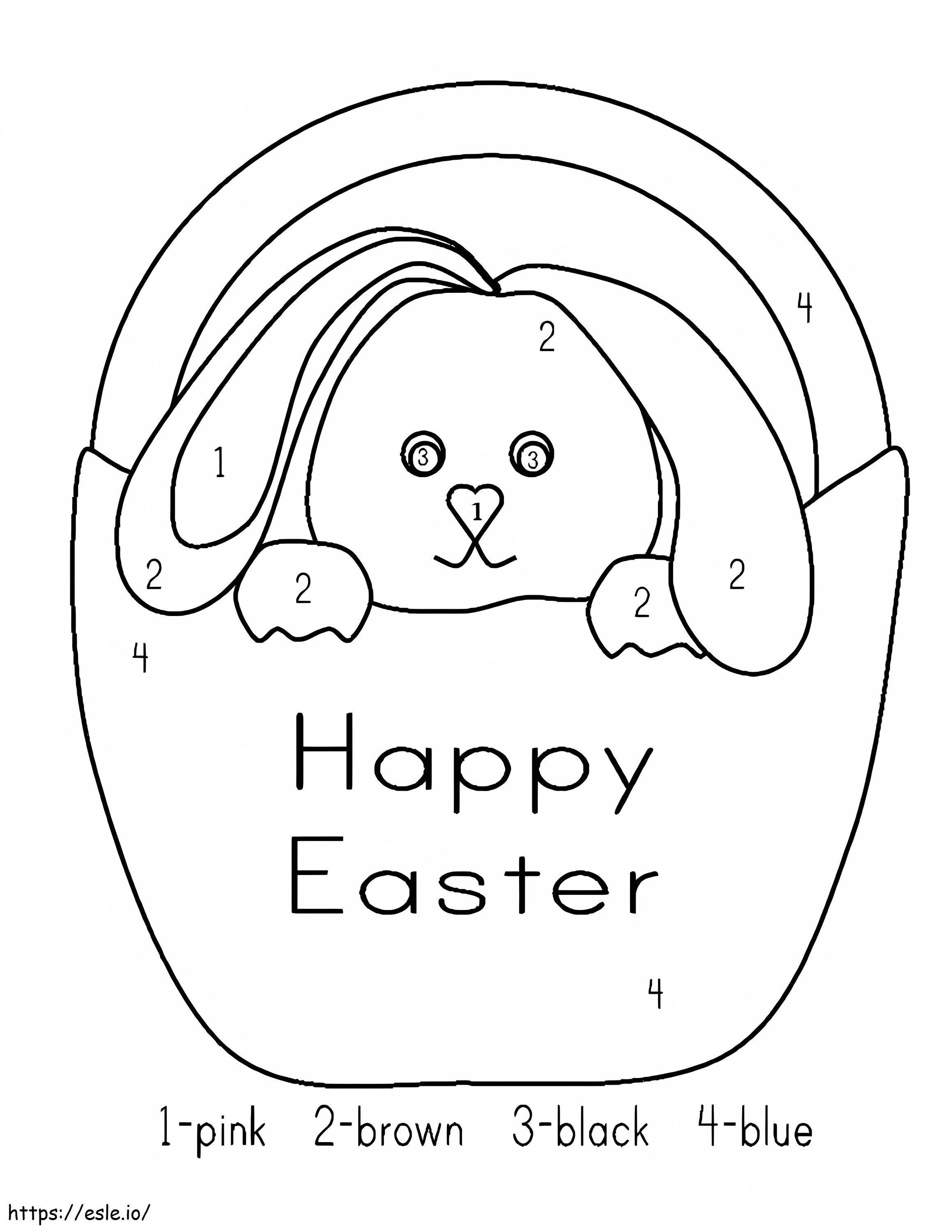 Coloriage Lapin de Pâques mignon couleur par numéro à imprimer dessin