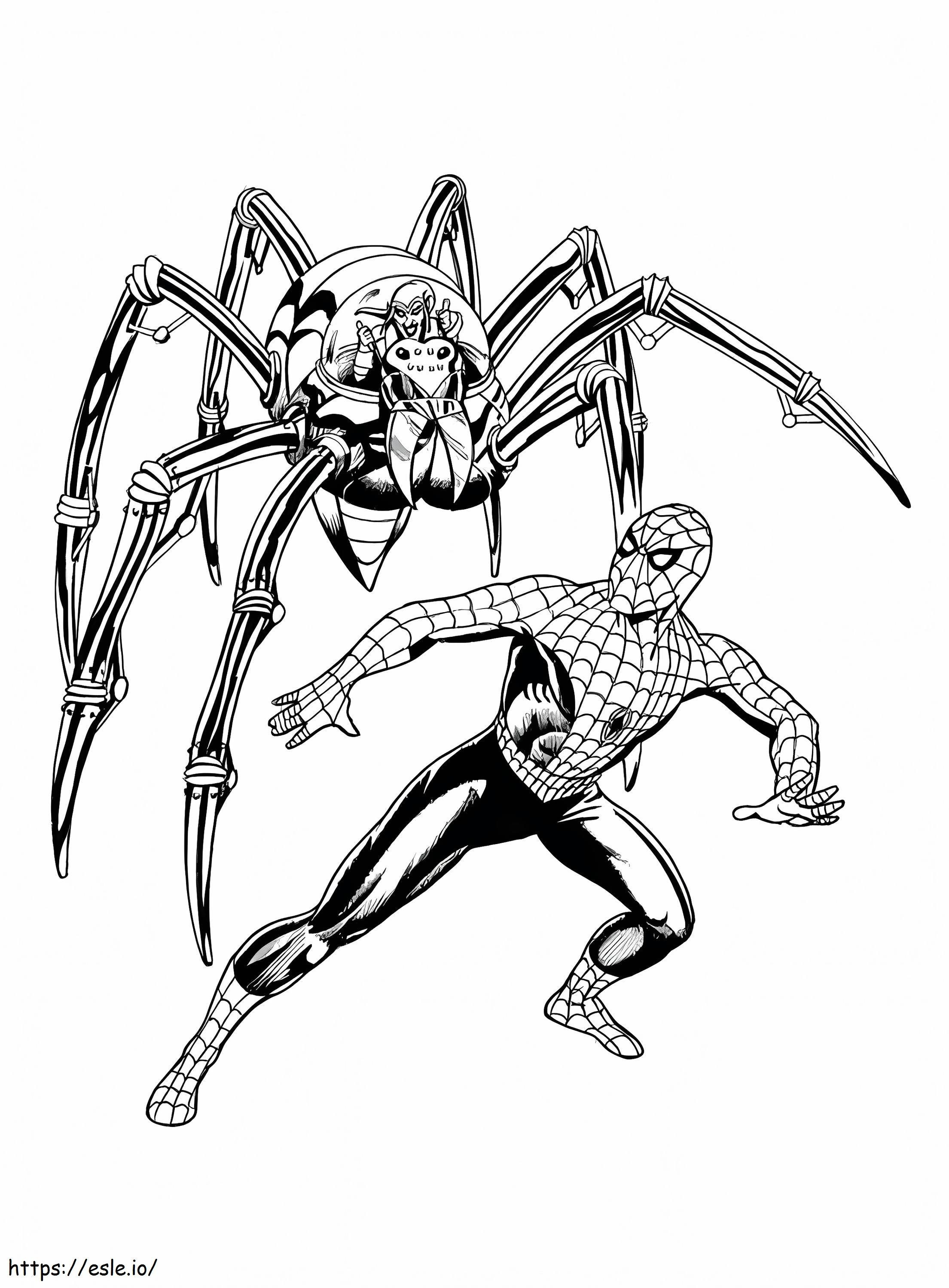 Spiderman en spin kleurplaat kleurplaat