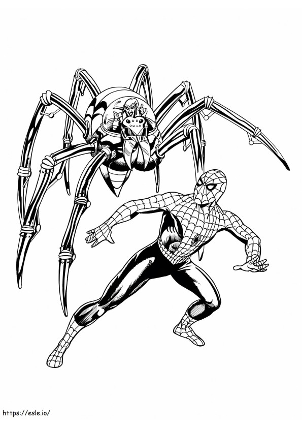 Spiderman en spin kleurplaat