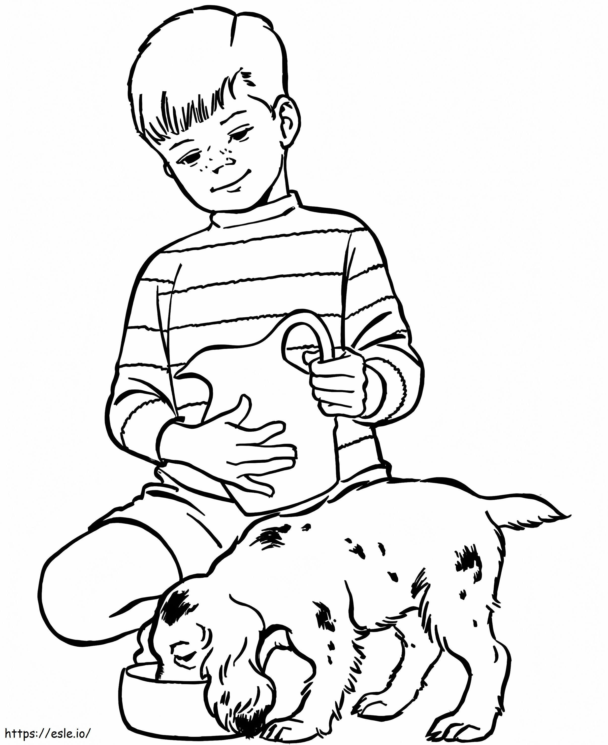 Chłopiec I Jego Pies kolorowanka