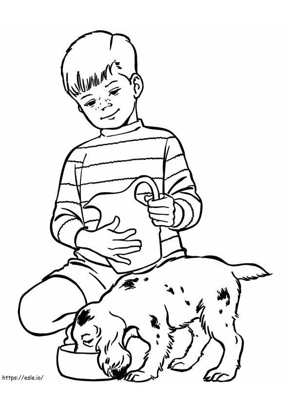 少年とその犬 ぬりえ - 塗り絵