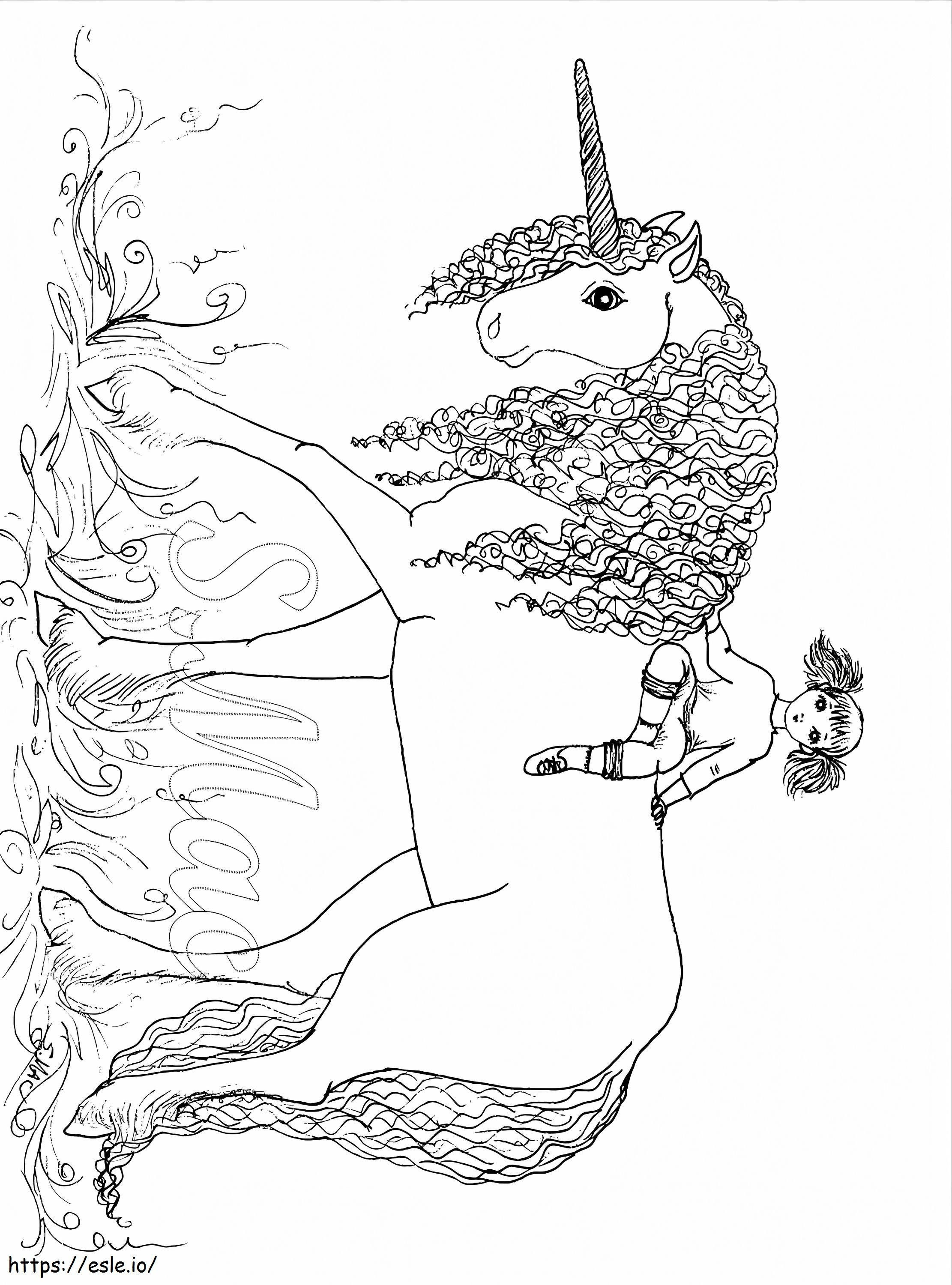 1563844325 Little Girl On Unicorn A4 coloring page