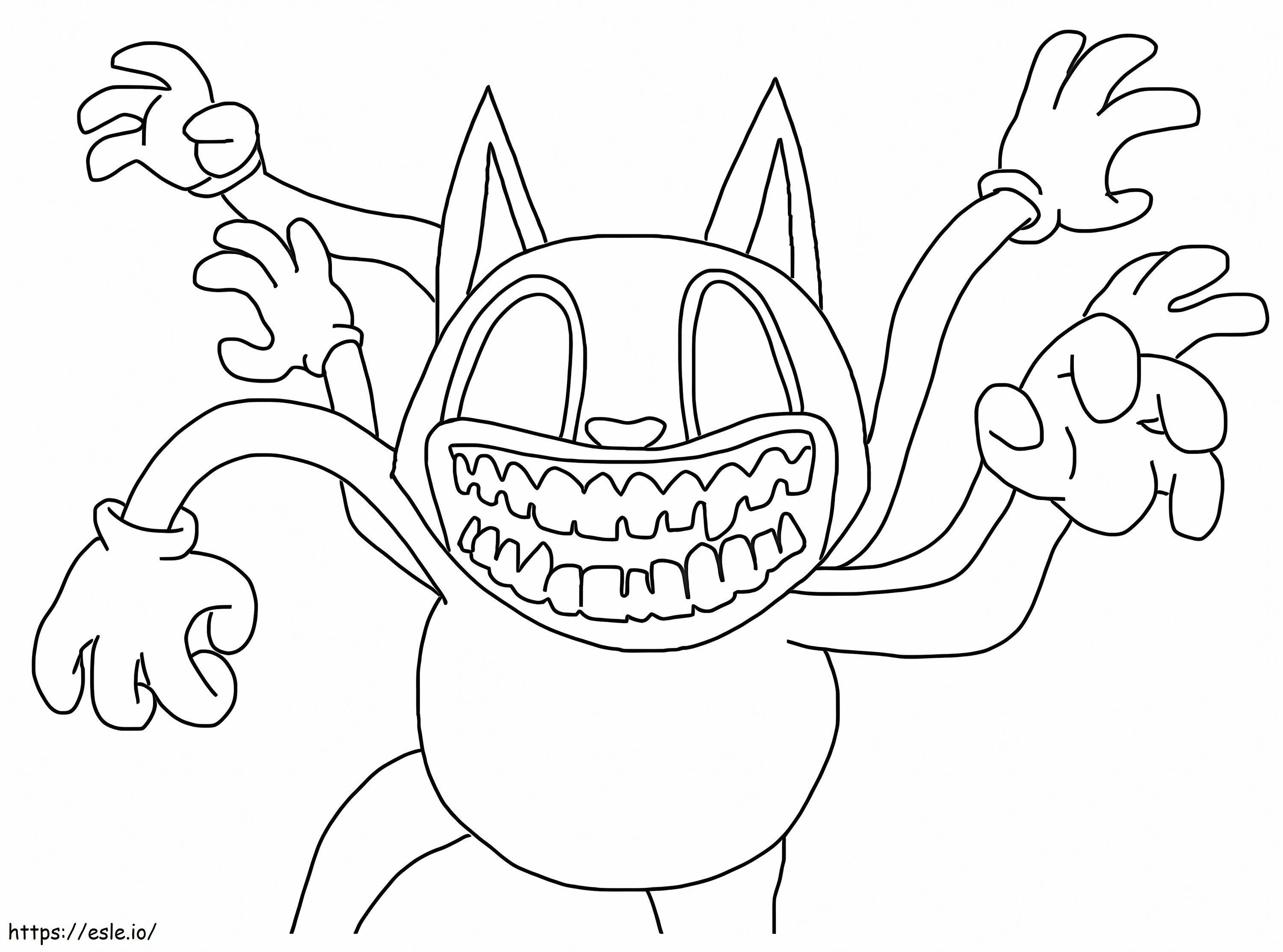 Gato assustador de desenho animado para colorir