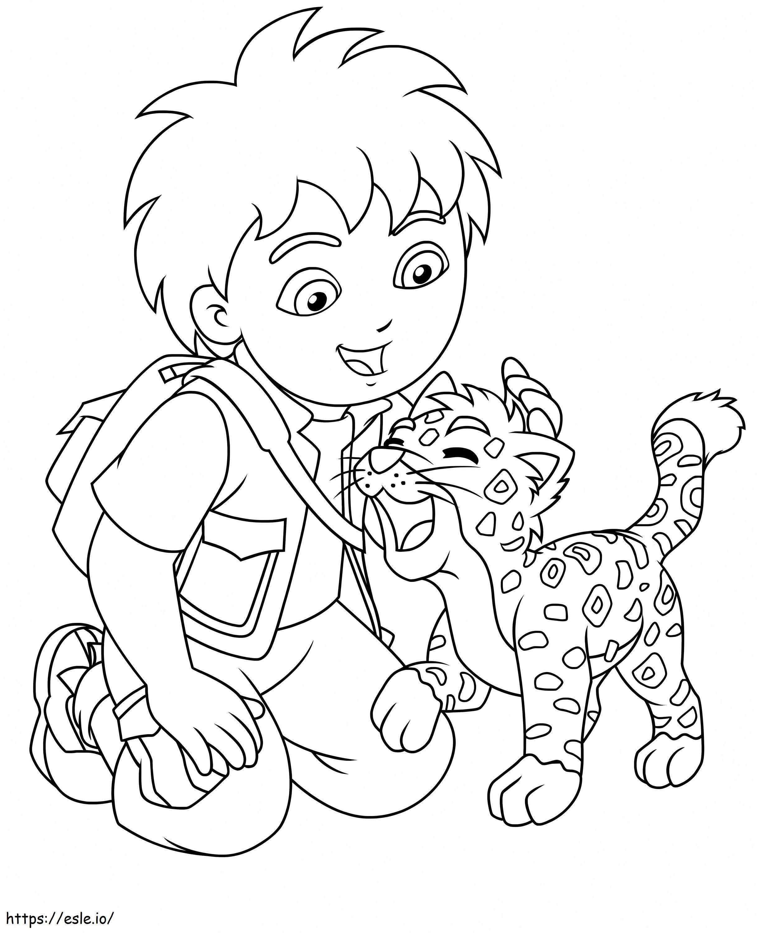 Diego With Baby Jaguar 1 coloring page