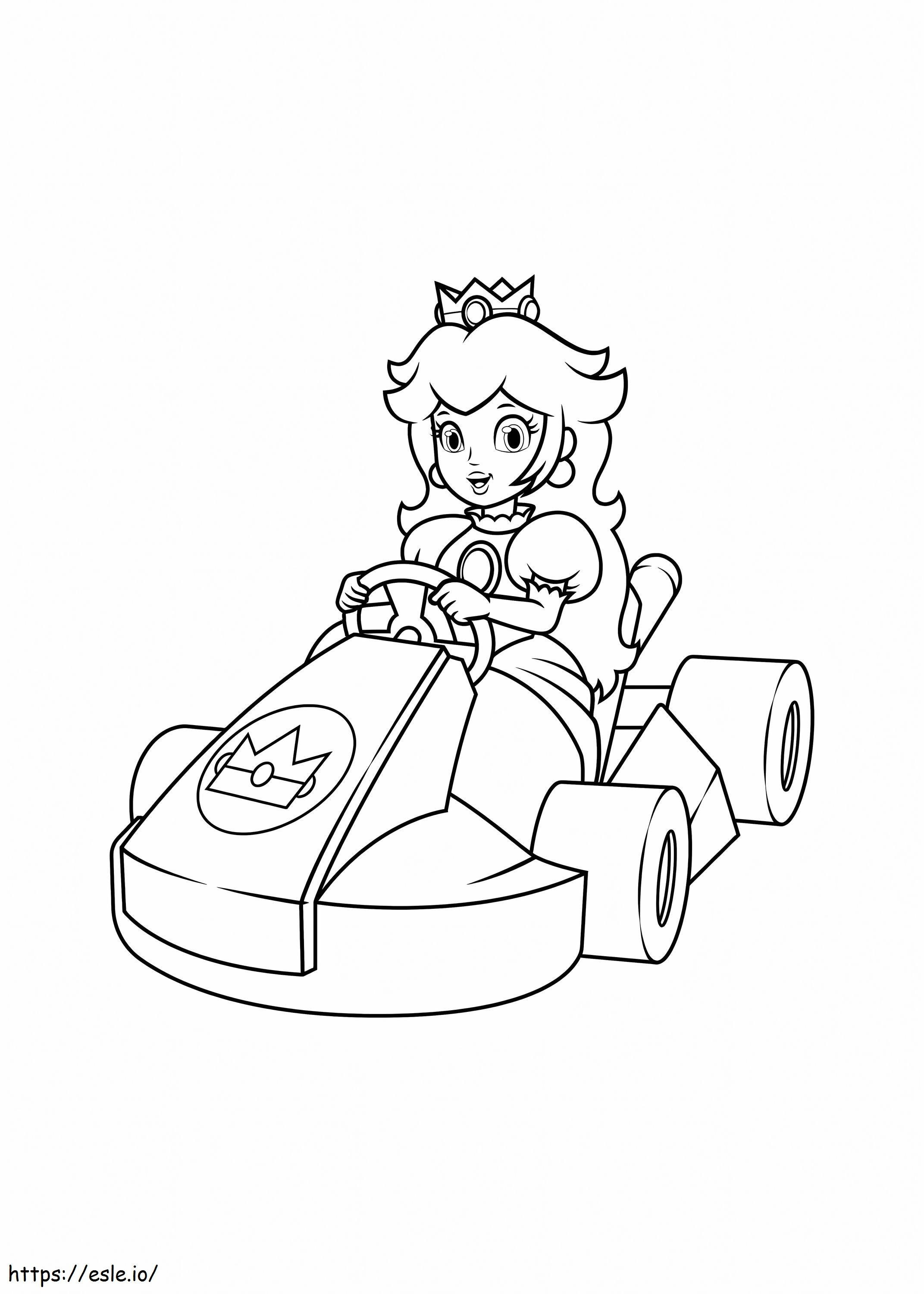 Princess Peachin kilpa-auto värityskuva