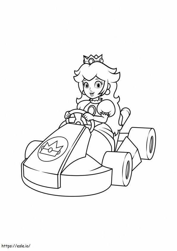 De raceauto van prinses Peach kleurplaat