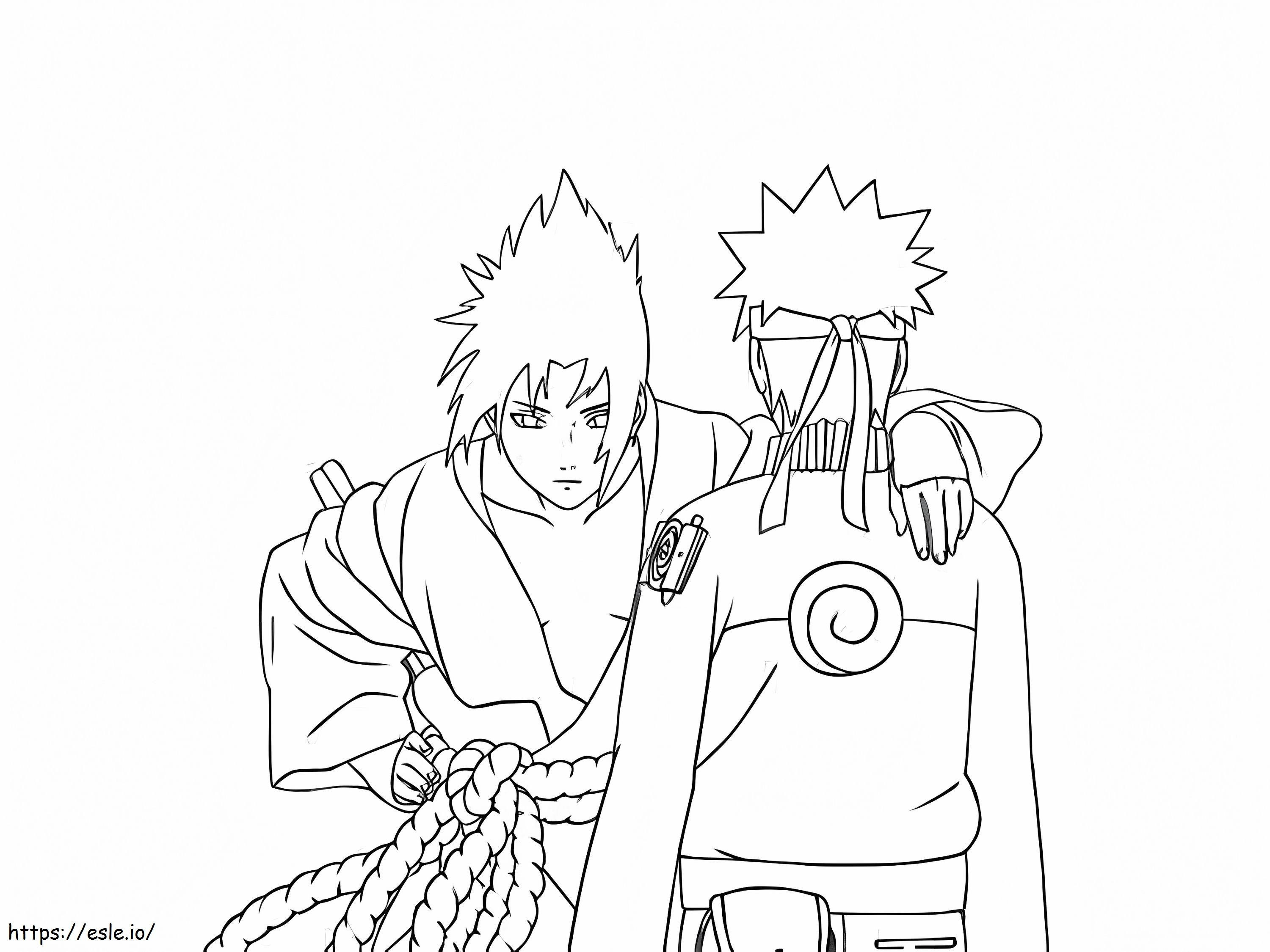 Sasuke Abraza un Naruto de colorat