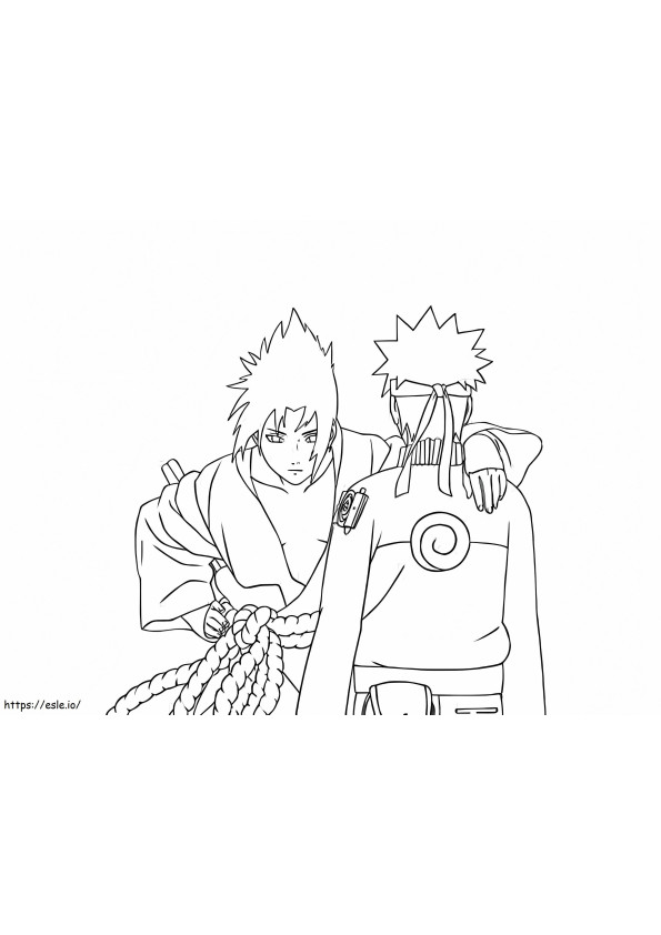 Sasuke Abraza Naruto kolorowanka