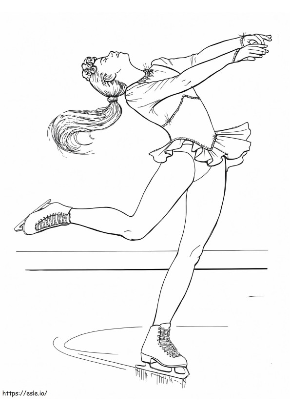 スケート リンクで踊る女の子 ぬりえ - 塗り絵