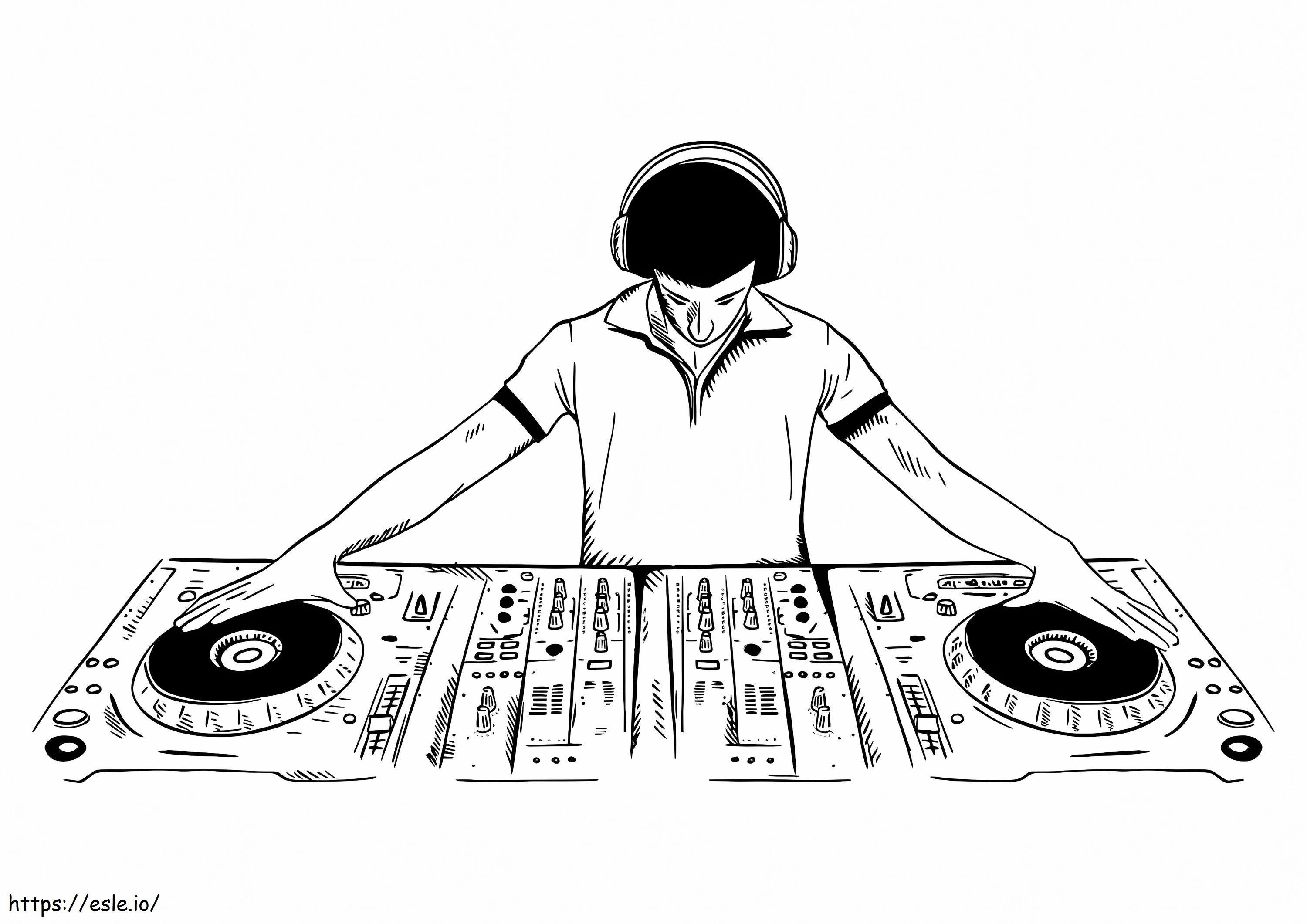 Dj Playing Console coloring page
