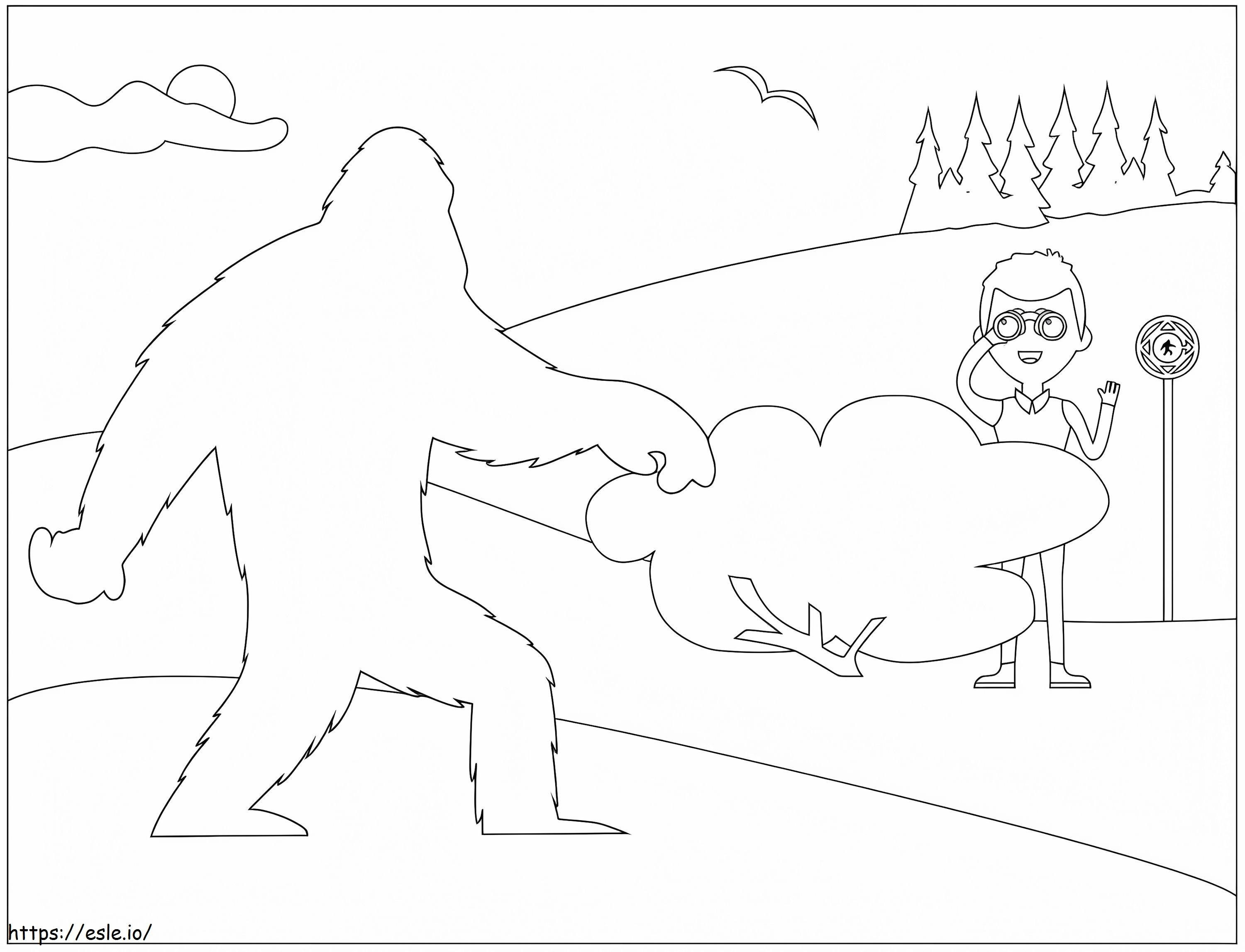 Coloriage À la recherche de Bigfoot à imprimer dessin