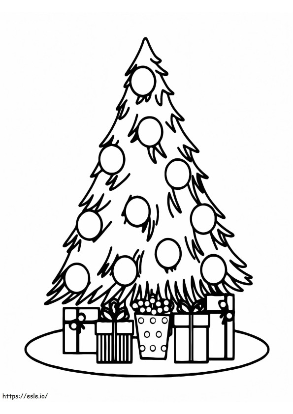 Pohon Natal Dengan Ornamen Gambar Mewarnai