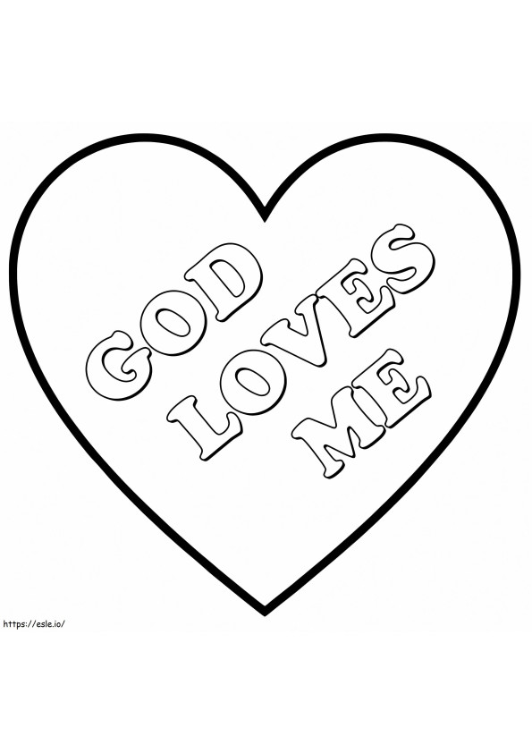 God Loves Me Heart coloring page