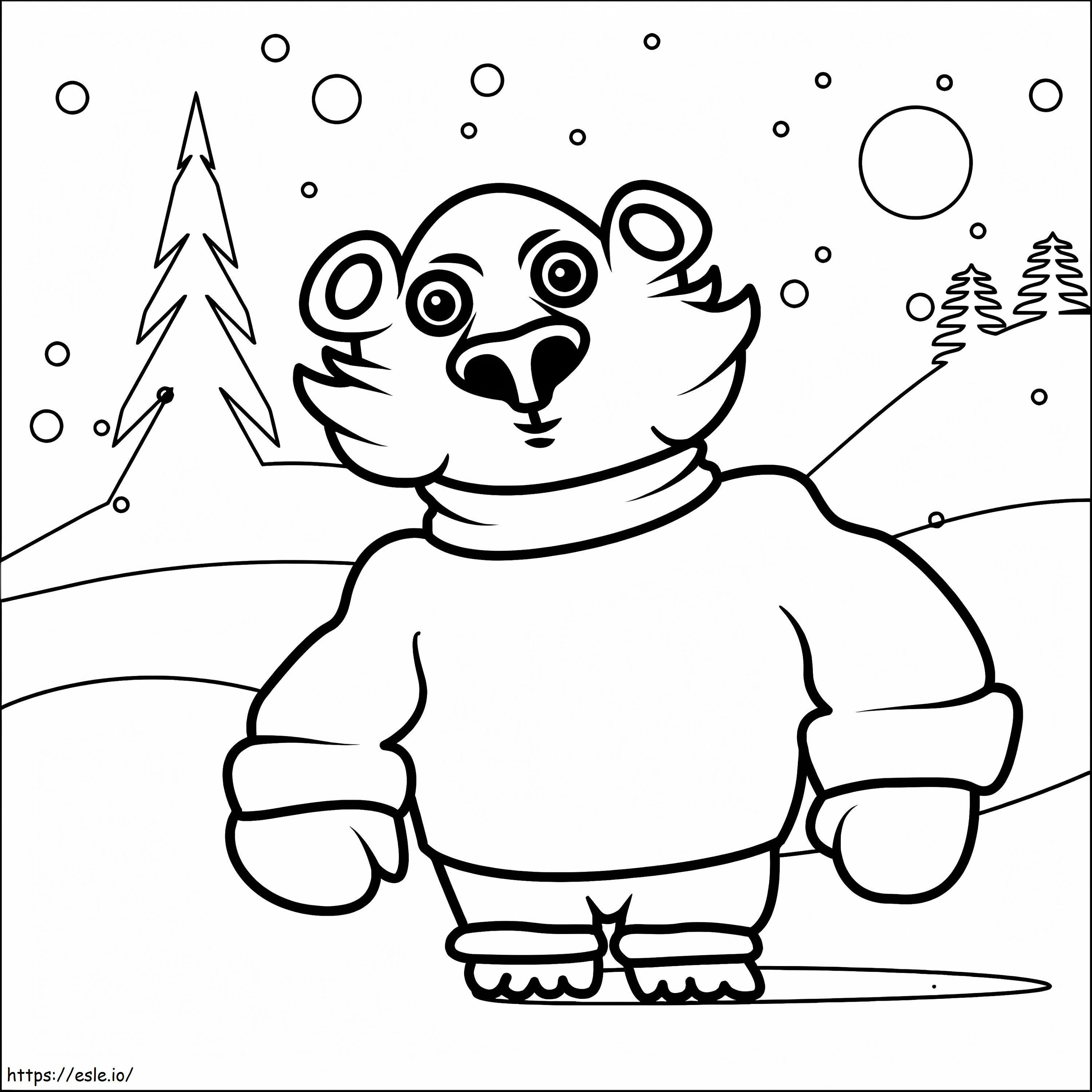 Happy Christmas Polar Bear coloring page