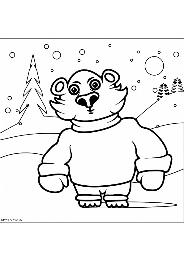 Happy Christmas Polar Bear coloring page