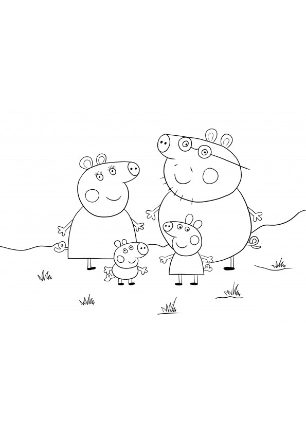 Peppa Pig famille imprimable gratuitement pour une image facile à colorier