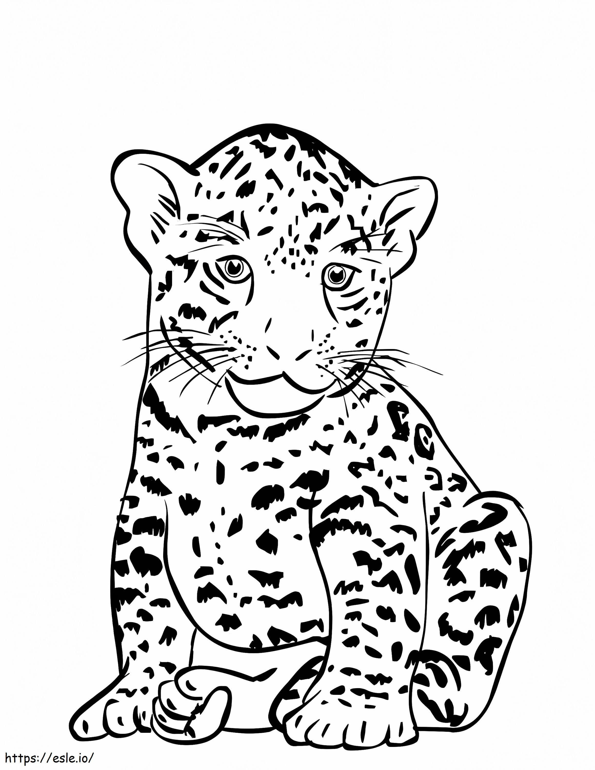 Coloriage Bébé Jaguar assis à imprimer dessin