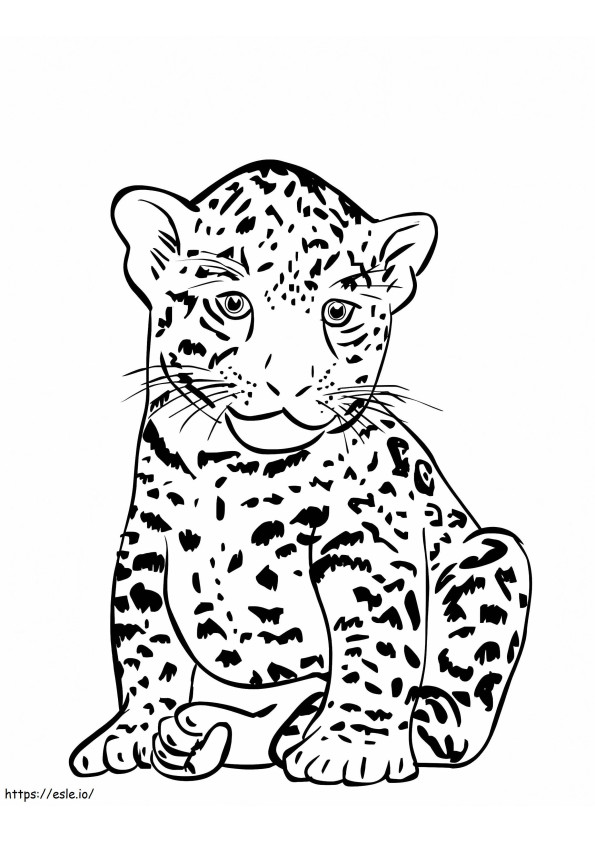 Bebê Jaguar sentado para colorir