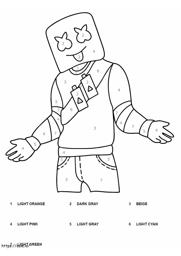 Marshmello Fortnite Color By Number coloring page