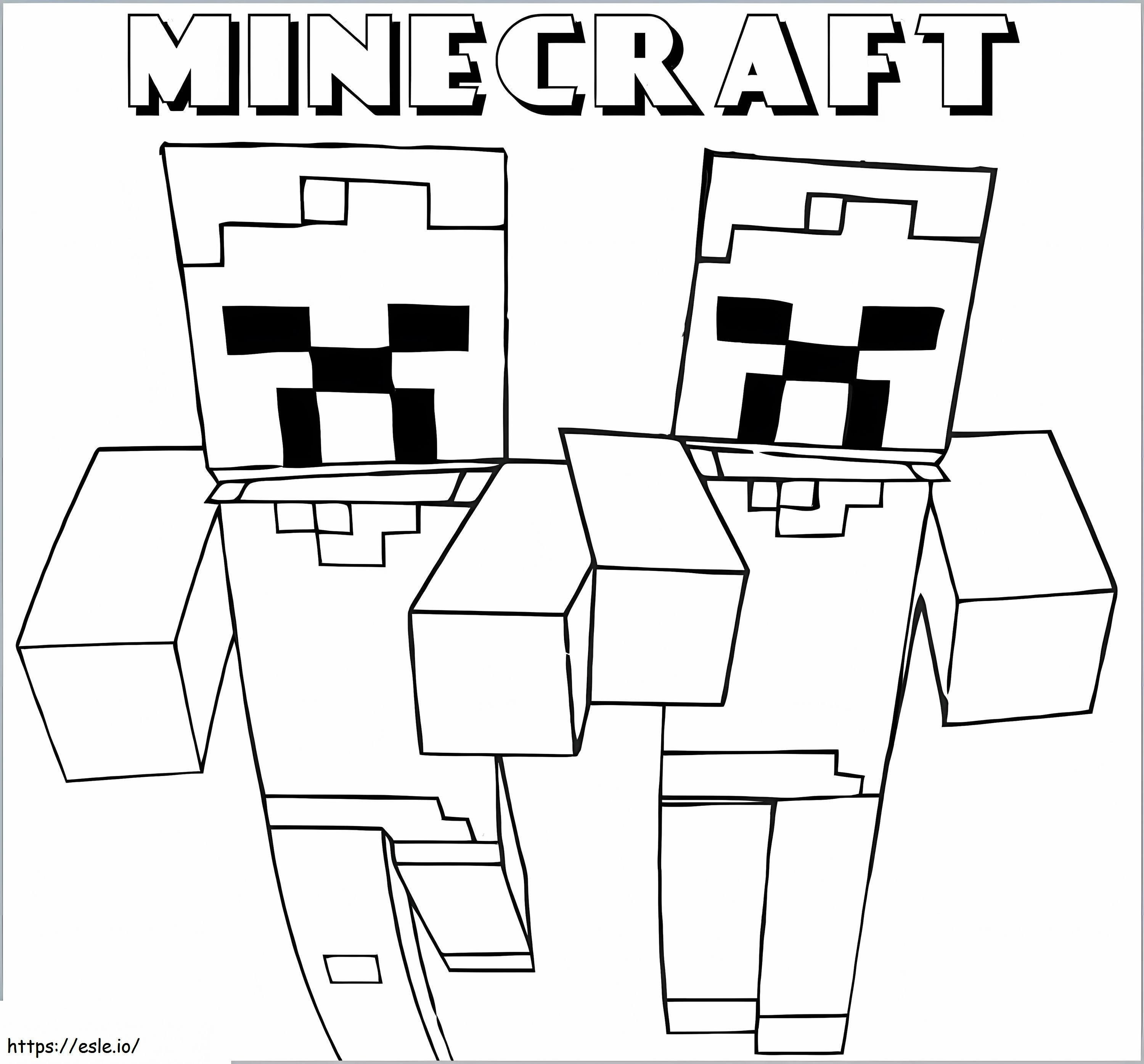 Coloriage Minecraft Deux Zombies à imprimer dessin