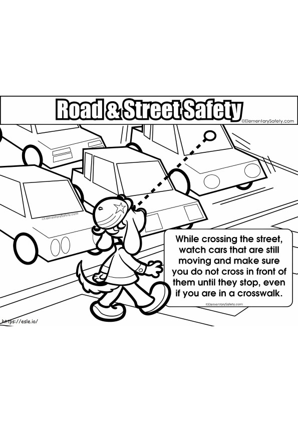 道路横断の安全性 ぬりえ - 塗り絵