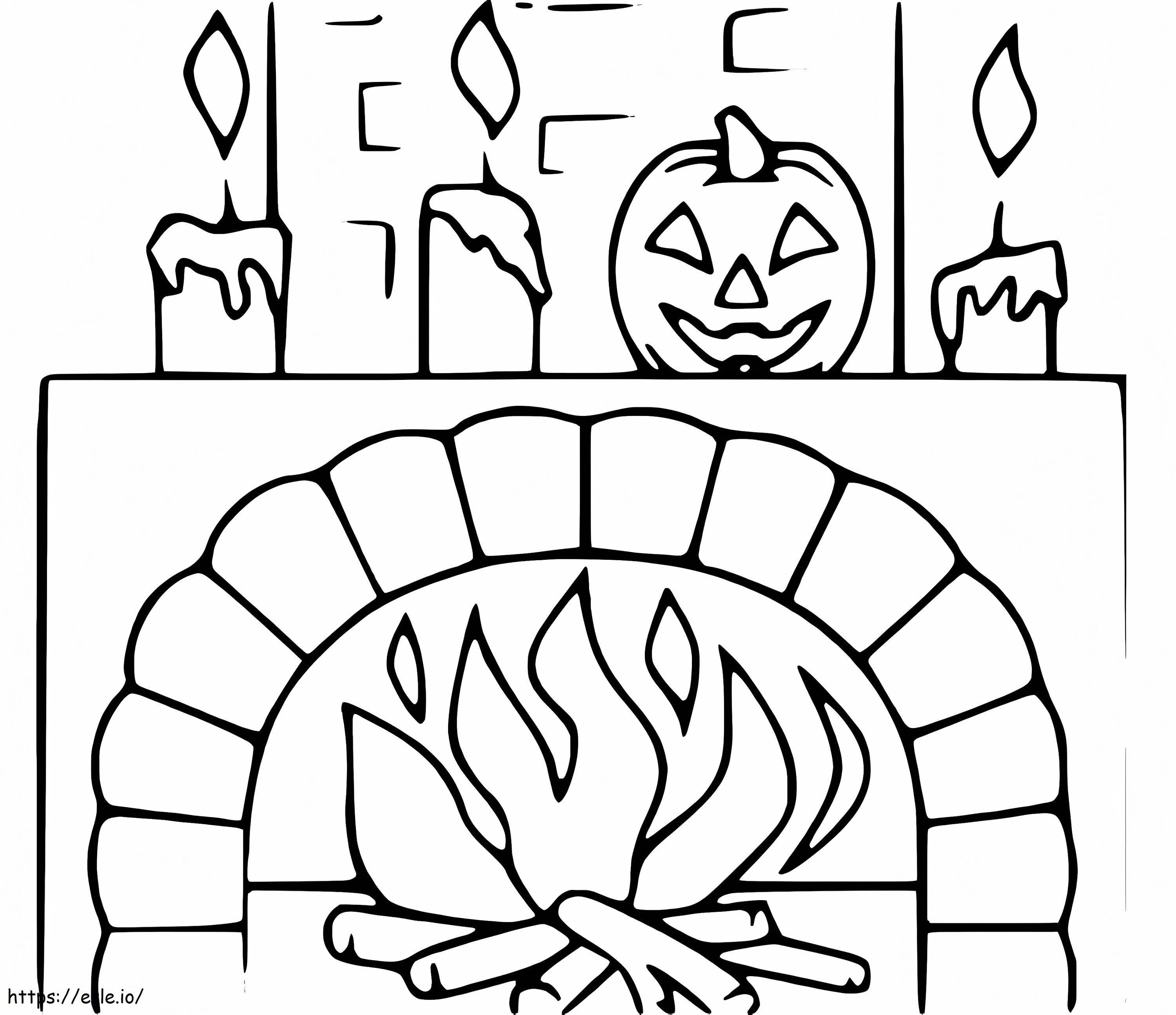 ハロウィン暖炉 ぬりえ - 塗り絵