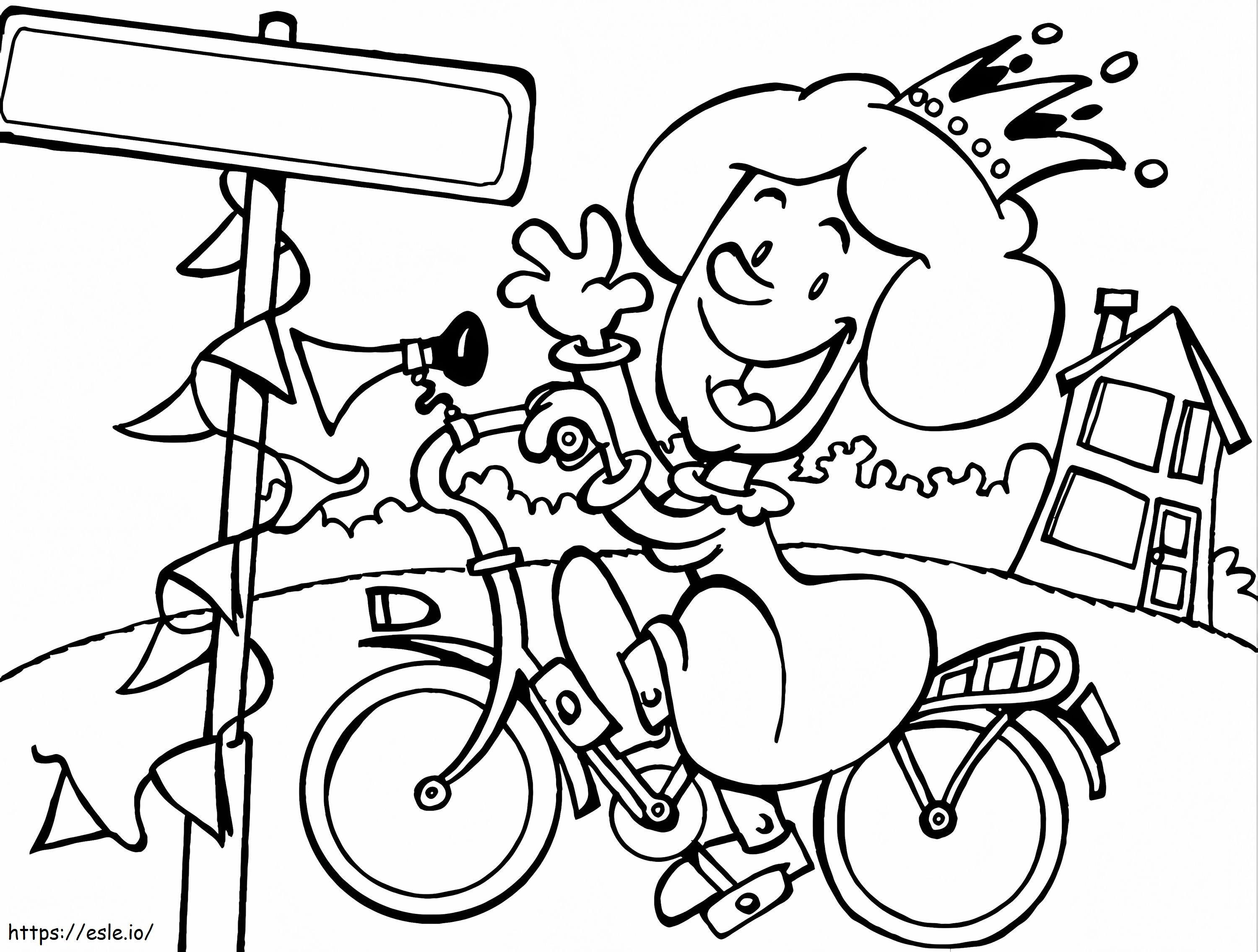 Regina pe bicicletă de colorat