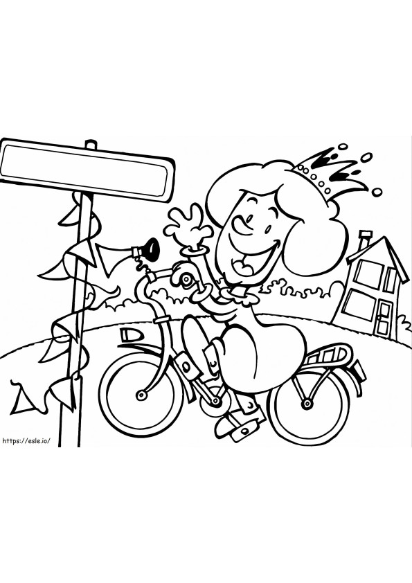 Queen On Bicycle coloring page