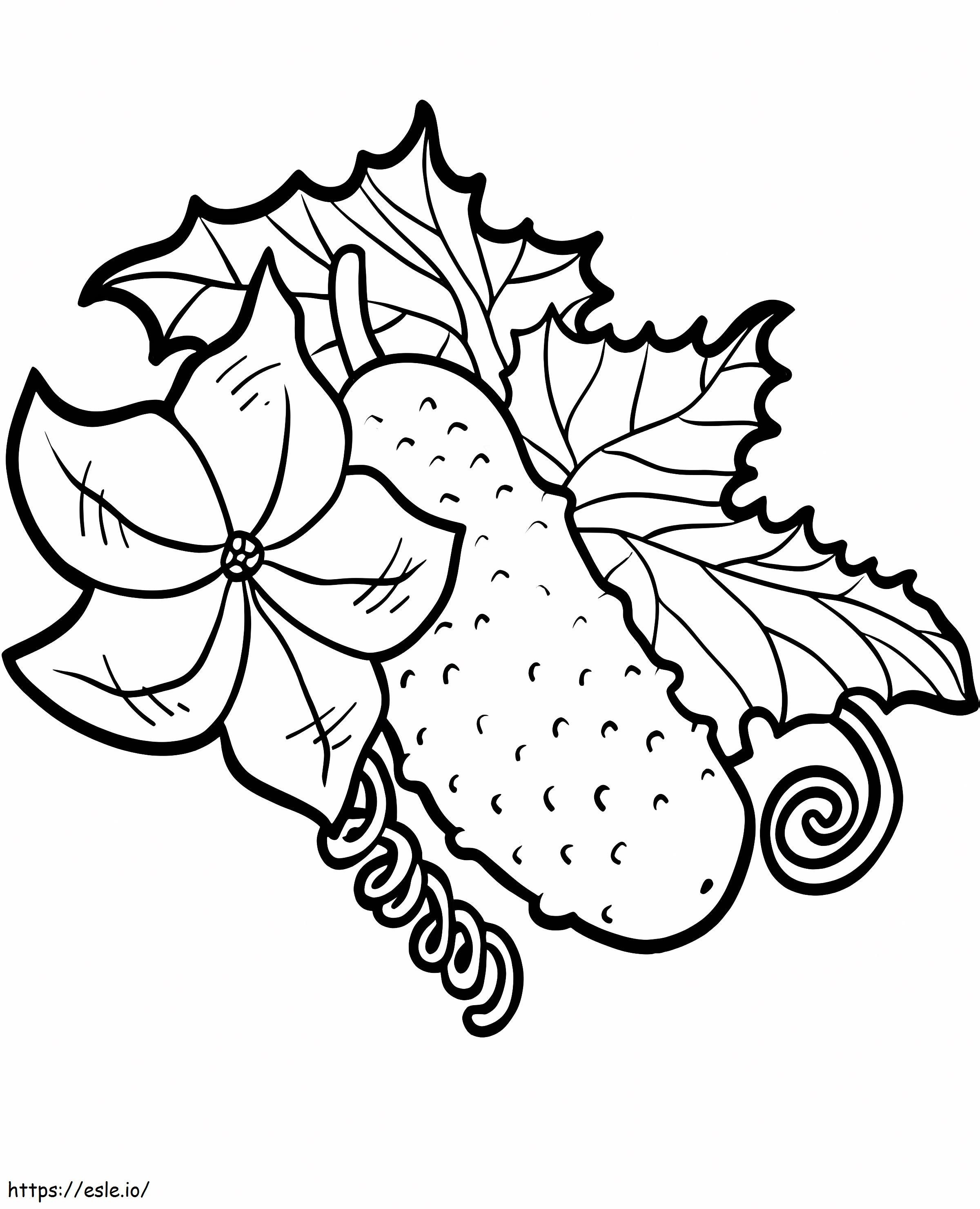 Cucumber With Flower And Leaves coloring page