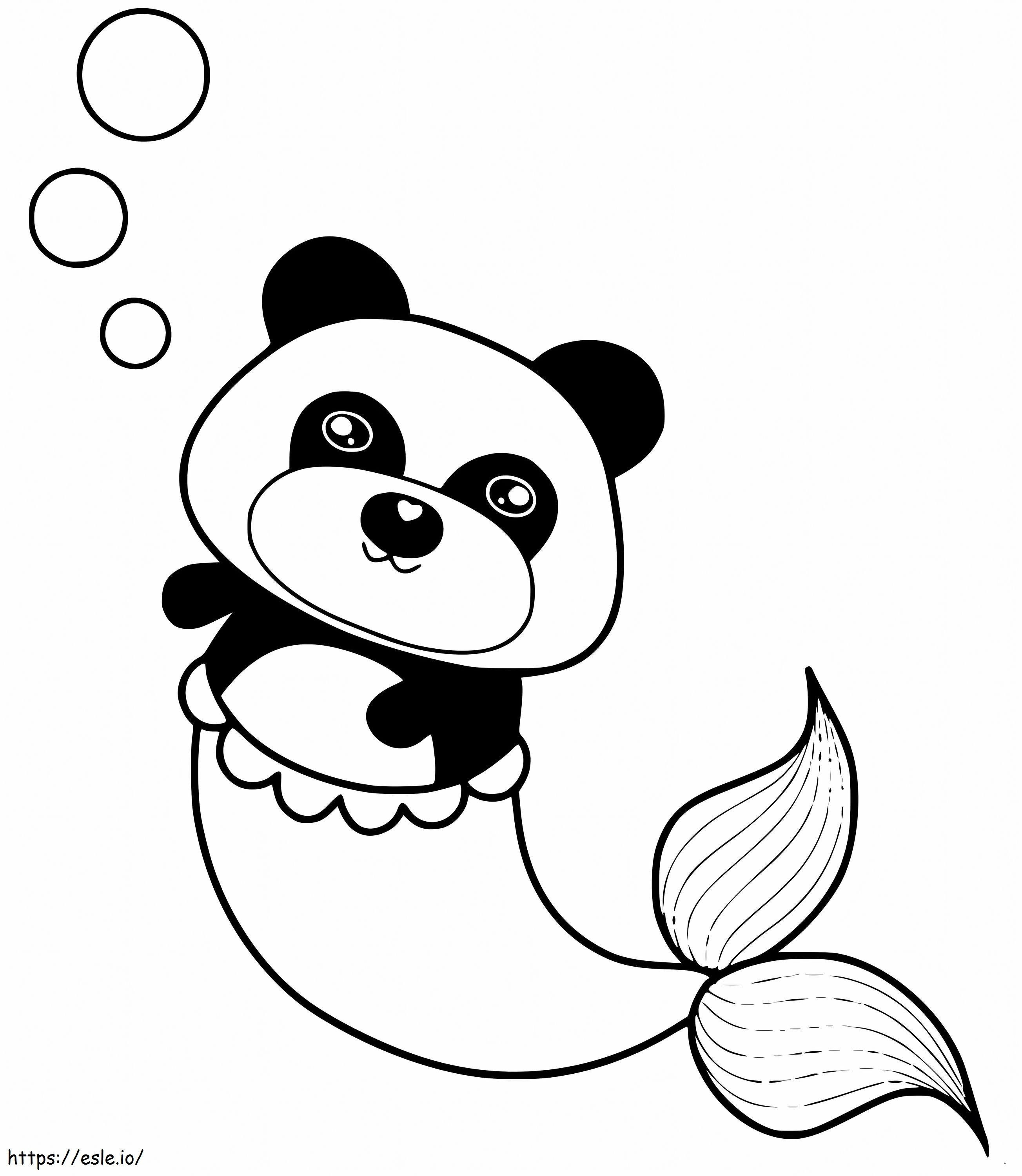 Coloriage Panda Sirène 1 à imprimer dessin