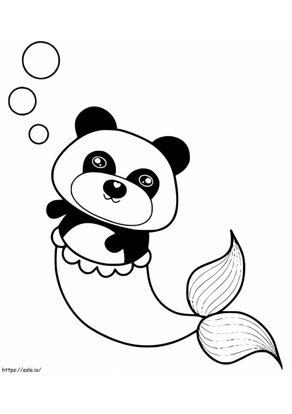 Panda Mermaid 1 coloring page