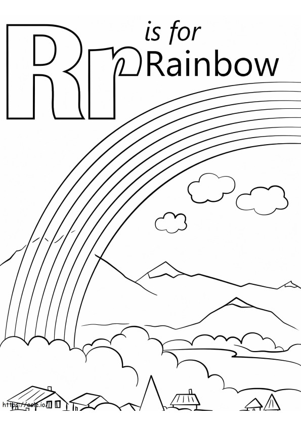 Letra R do arco-íris para colorir