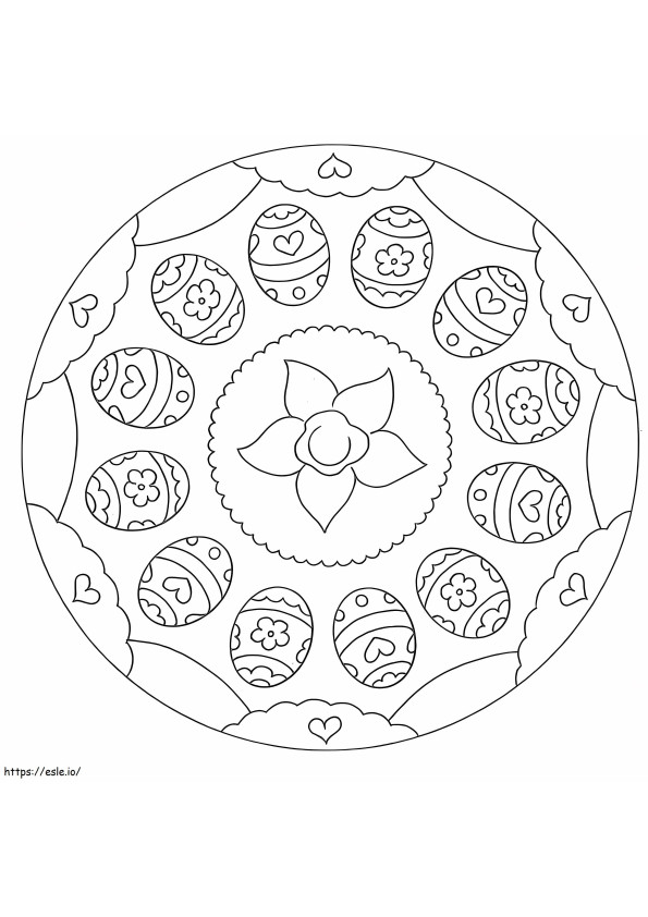 Mandala cu flori de Paște de colorat