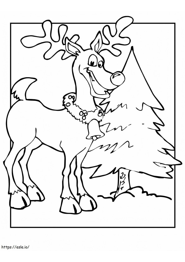 Reindeer And Tree coloring page