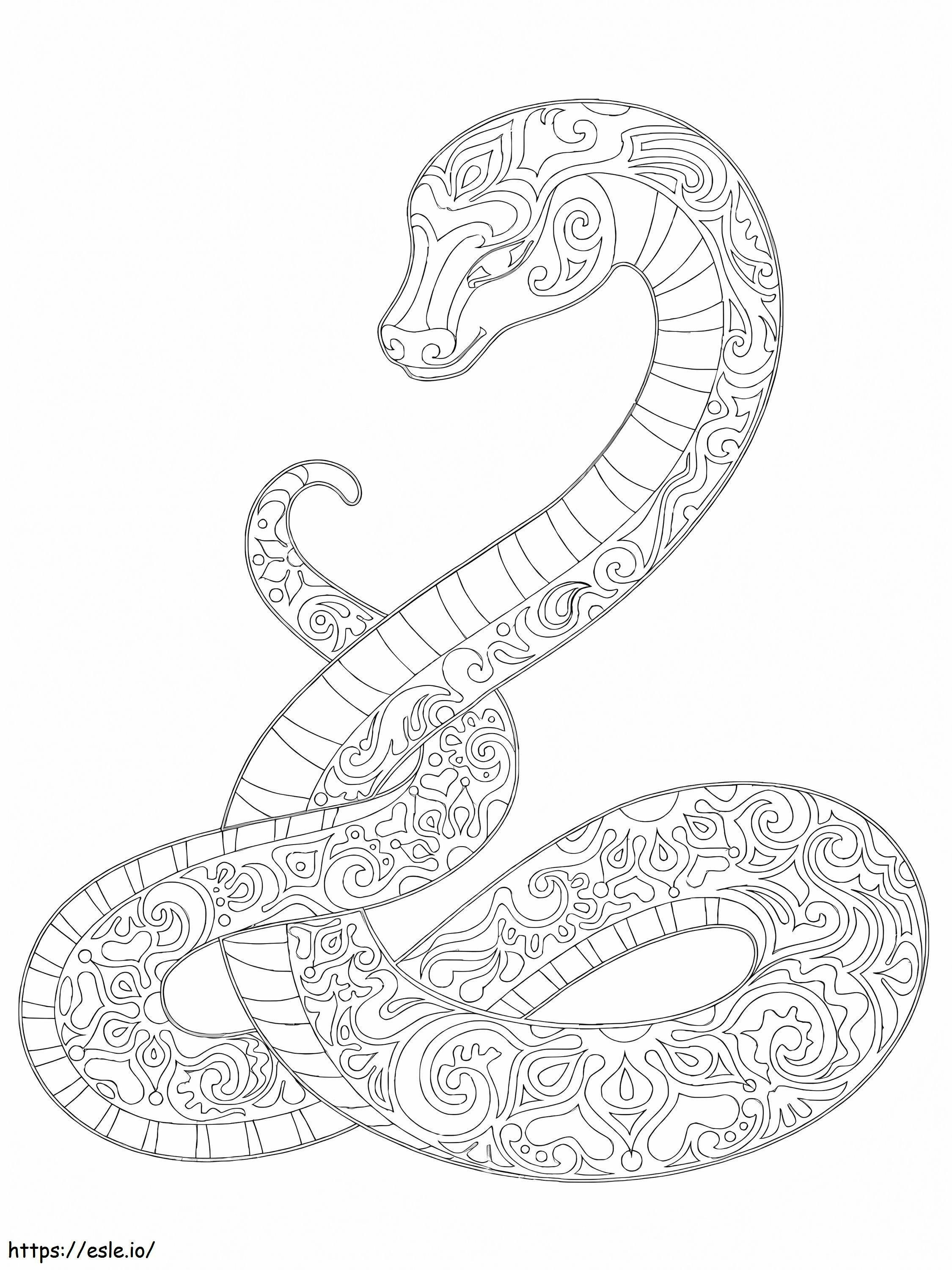 Mandala käärme värityskuva