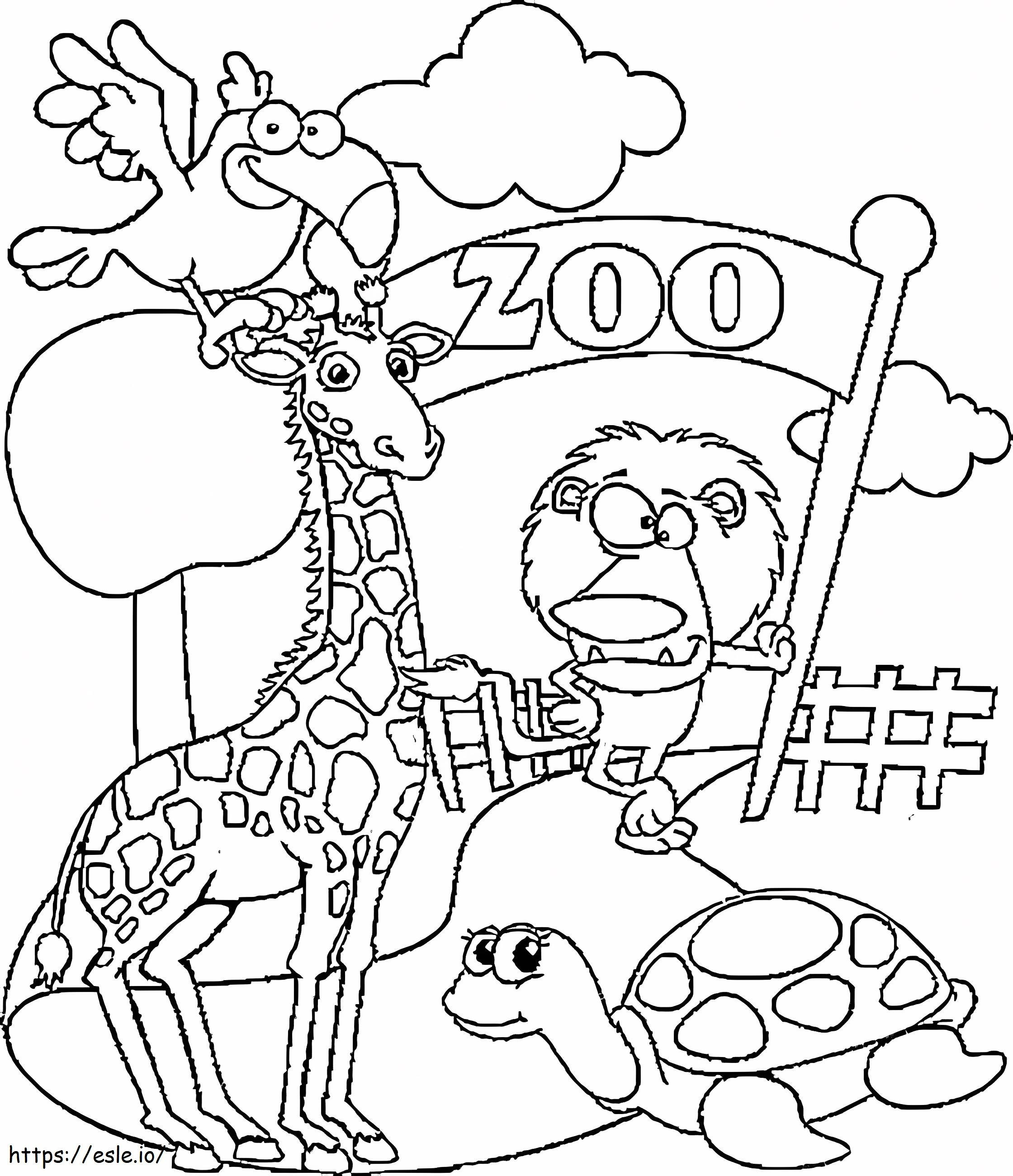 Śmieszne zwierzęta w zoo kolorowanka