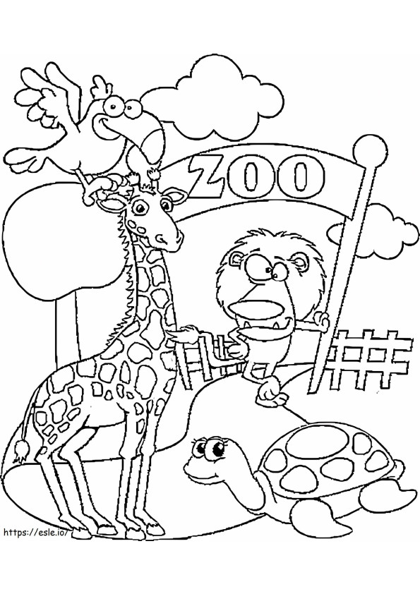 Coloriage Animaux drôles au zoo à imprimer dessin