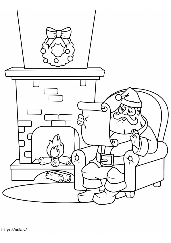 Santa Claus Reviewing His List coloring page