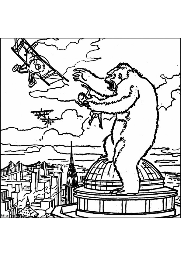 Menggambar King Kong Di Kota Gambar Mewarnai