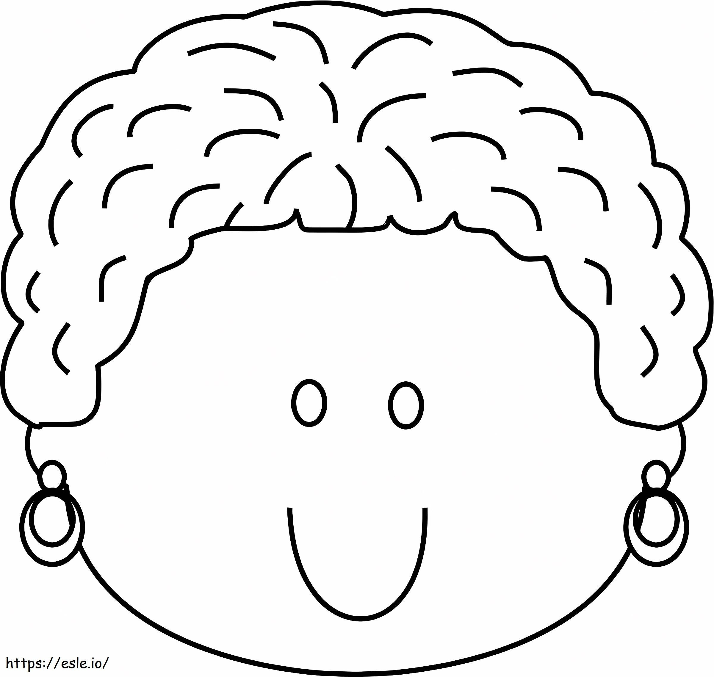 Coloriage Visage souriant de femme à imprimer dessin