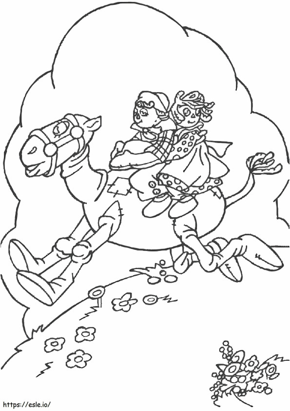 Raggedy Ann And Andy Riding Horse coloring page